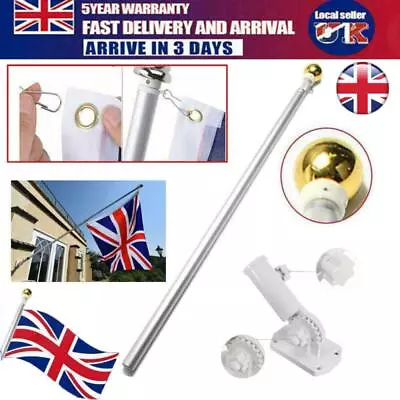 £8.99 • Buy 5FT Wall Mounted Telescopic Aluminum Flag Pole Flagpole Mount Holder Bracket UK