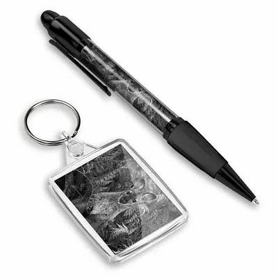 Pen & Keyring (Rectangle) - BW - Necked Wallaby Australia #35224 • £6.99