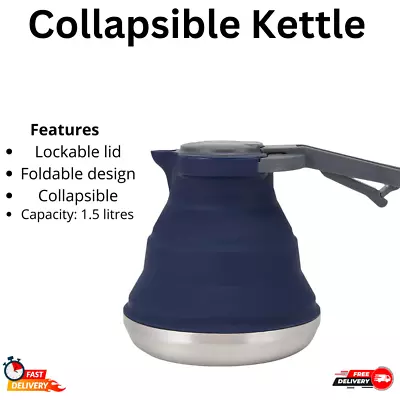 $20.99 • Buy 1.5L Collapsible Folding Kettle Camping Coffee Outdoors Silicone Gas Stove AU