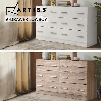 $169.11 • Buy Artiss 6 Chest Of Drawers Cabinet Bedside Dresser Table Tallboy Lowboy Storage