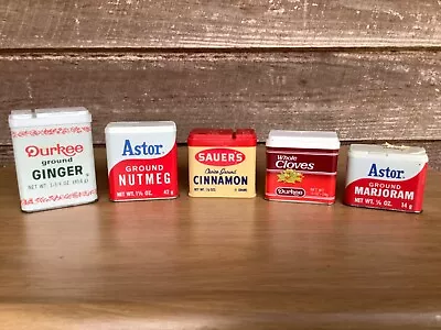 Vintage Spice Tin Lot Of 5 Durkee Astor Sauers Decor Assemblage Crafts • $20
