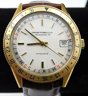 $2400 • Buy Vtg Girard Perregaux Chronometer HF Gyro Date 39 Jewels Gyromatic #YB-1-T-2