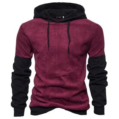 Men's Casual Hooded Hoodies Tops Patchwork Sweatshirt Plain Pullover Slim Fit  • $48.82