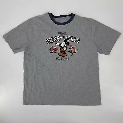 Disney Shirt Mens XL Gray Mickey Mouse Walt Disney Ringer • $2.49
