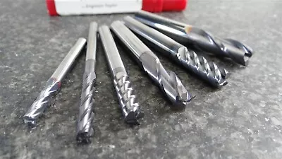 6 New! Assorted Solid Carbide End Mills 5/32  3/16  1/4  5/16  & 3/8  Niagara • $32