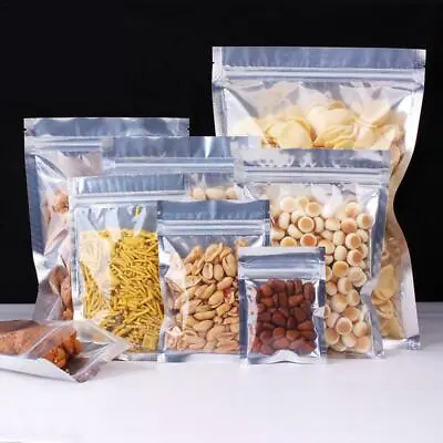 Clear Silver Aluminum Foil Zip Lock Bags Mylar Food Pouches Packaging Resealable • $16.47