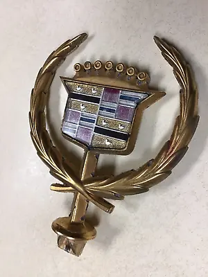 Vintage Cadillac Wreath Crest Hood Ornament gold Tone • $16.99