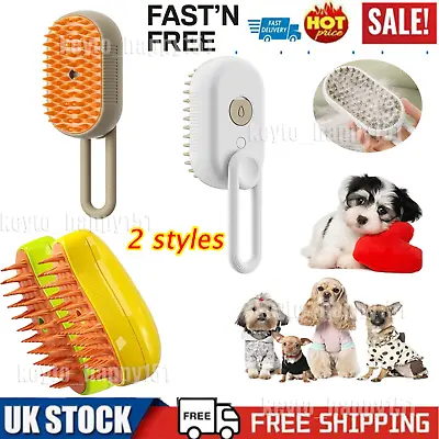 Cat Steam Brush Electric Pet Hair Removal Comb Spray Massage Comb 3In1 UK • £6.14