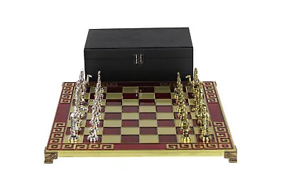 Red Metal Chess Set With Egyptian Chess Pieces 11 Inch (Personalise) • £106.18
