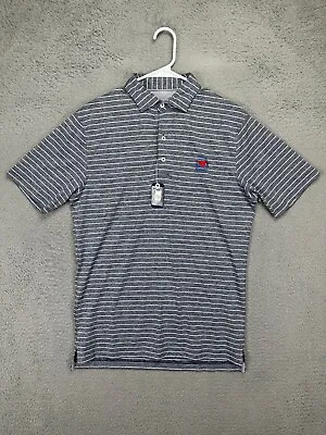 Johnnie-O Shirt Mens Small Navy Wide Pinstripe SMU Mustangs Football Polo NEW • $66.50