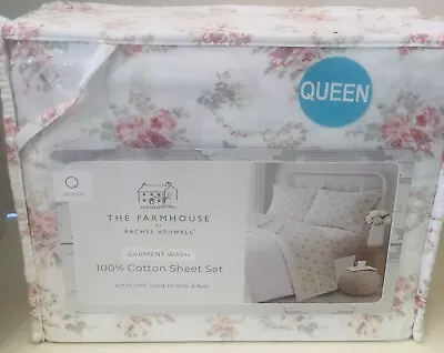 Rachel Ashwell ~ Farmhouse Shabby Chic QUEEN Sheet Set Pink Floral Mint Lavender • $68