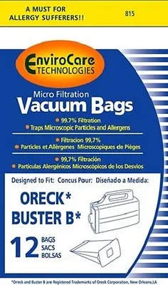 Oreck Buster B Vacuum Bags (12 Pk)  Part#815 By Envirocare • $9.95