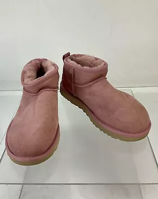UGG Pink Sheepskin Suede Wool-Lined Classic Ultra Mini Boots 9 • $30