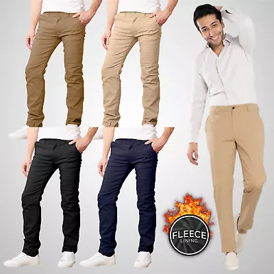 Mens Heavyweight Fleece-Lined Stretch Chino Uniform Work Pants (31” Inseam) 2-PK • $29.97