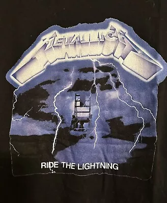 Vintage Small Women’s Metallica RideThe Lightning Graphic Baby Tee T-Shirt Shirt • £28.93