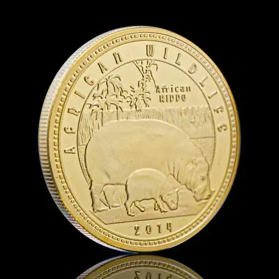 Zambia 1000 Kwacha 2014 UNC Hippo Hippopotamus Africa Golden Plated Coin • $6.90
