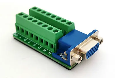 DB15 D-Sub 15pin HD Female Adapter VGA Breakout Board Connector (D4) • £8.75