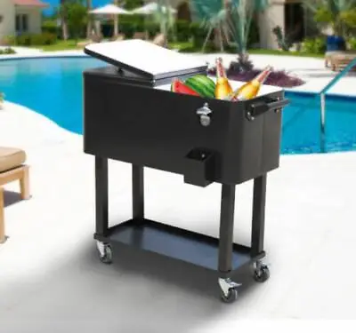 80Qt Outdoor Rolling Cooler Cart Ice Beer Beverage Chest Party Drink Camping • $114.99