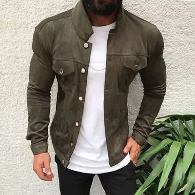 Hot Mens Fit Casual Jacket Outwear Top Sell Slim Multi-Button Pockets Cargo Coat • $34.64