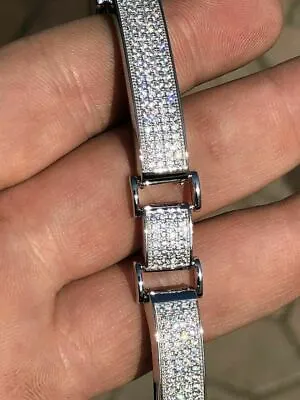 Mens Custom Made Bracelet Solid 925 Silver 12ct Diamonds 12mm Thick SUPER ICED!! • $122.47