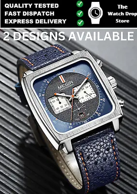 £20.99 • Buy MEGIR Monaco Chronograph Calibre 12 Mens Luxury Quartz Leather Strap Watch New