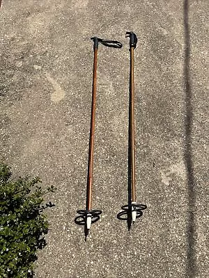 Vintage Nordic Bamboo Ski Poles - 135 Cm / 52” Hiking Snow Mountain Vtg Winter • $55