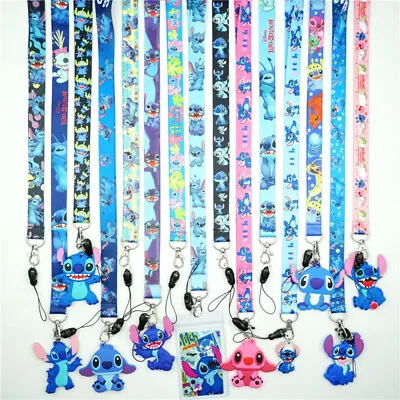 Cartoon Stitch Lanyard Neck Strap ID Badge Holder Pendant Anime Keychain Gift • £3.23