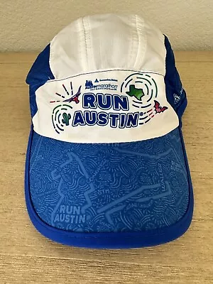 2024 Austin Marathon Hat Panel Cap Blue White Lightweight Running Strap Back NEW • $11.99