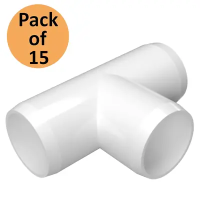 PVC FORTS 1/2 Inch 3 Way Tee PVC Fitting Connector White (Pack Of 15) • $12.99