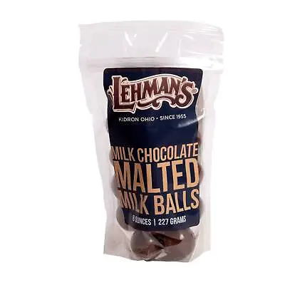 Lehman's Chocolate Malted Milk Balls Milk Chocolate Coated Candy 8 Oz Bag • $16.98