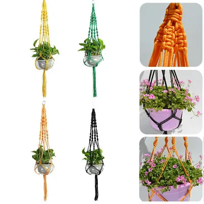 Garden Plant Hanger Macrame Planter Holder Basket Rope Hanging Flower Pot Decor • £6.99