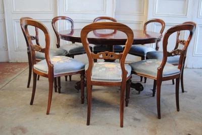 $950 • Buy Lovely Antique Victorian Mahogany Dining Table & 8 Buckle Back Chairs Embroidery
