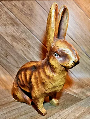 Vtg Paper Mache Rabbit Wood / Stick Leg/Foot Easter Bunny Composition Decoration • $60