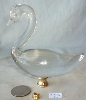 Lamp Finial Large Blown Crystal Art  Glass Swan 5  H X  4 1/2 (RA) • $24.99