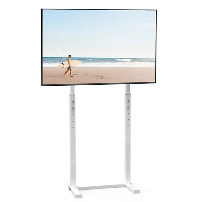 Floor TV Stand Tall With Bracket Mount 32-65 Inch LCD LED Free Standing White • £49.92