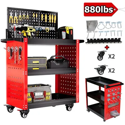 3 Tier Rolling Tool Cart Car Detailing Utility Mechanic Storage Holders Trolley • $80.74