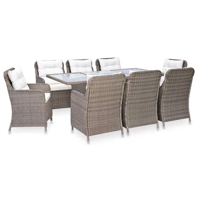 $2284.99 • Buy Outdoor Dining Set 9 Piece Furniture Setting Poly Rattan Multi Colours VidaXL