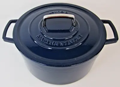 Martha Stewart 6 Qt Quart Blue Enameled Cast Iron Dutch Oven Matching Lid EUC • $47.85