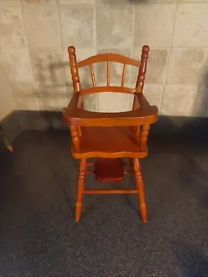 VINTAGE Maple  WOOD 12” DOLL HIGH CHAIR   • $22.99