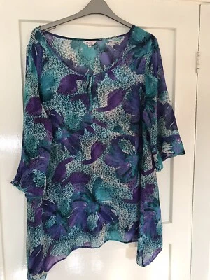 £4.99 • Buy Sz 24 M&Co Kaftan Sheer Green/purple Beach Cover Up