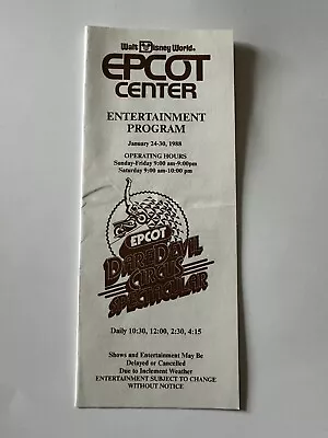 Epcot Center Entertainment Program November 8-14 1987 Daredevil Circus Vtg  • $19.99