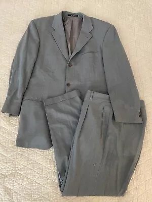 HUGO BOSS Made In USA Vintage 3 Button Wool Suit In Slate Gray Size 40 R • $85