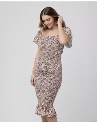 RIPE MATERNITY Sophia Shirred Dress Floral Pink Size XL AUS 16 • $20