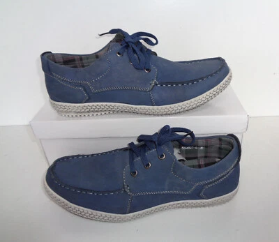 Mens Yachtsman Leather Casual Navy Shoes Comfort Boat Deck Trainers UK Size 8 • £22.98