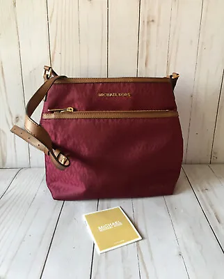 Michael Kors Bedford Signature Crossbody Luxury Designer Purse Bag Maroon • $90