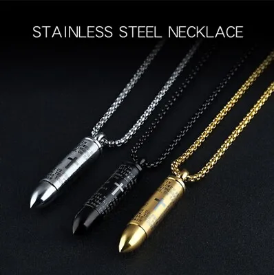 Men/ Women Titanium Stainless Steel Bible Cross Open Bullet Chain Necklace 21.6  • $14.99