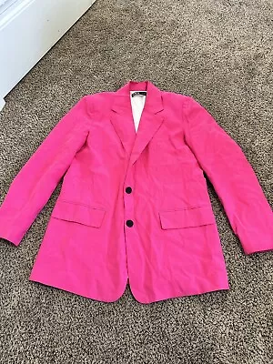 Zara Woman Blazer Hot Pink Flap Pockets Puff Size Small • $23.50