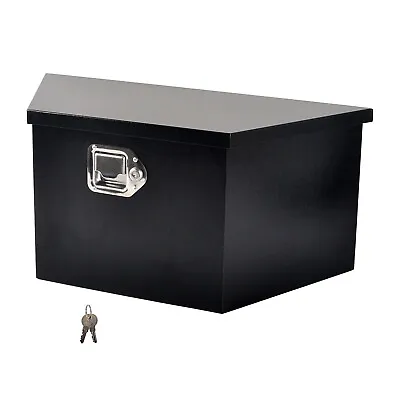 Black Steel 26 X13.3 X12  Truck Tongue Tool Box Trailer Flatbed Storage Toolbox • $96.99