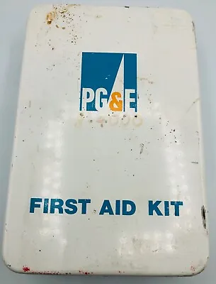 Vintage PG&E First Aid Kit PGE Metal Case & Contents VTG • $49.99