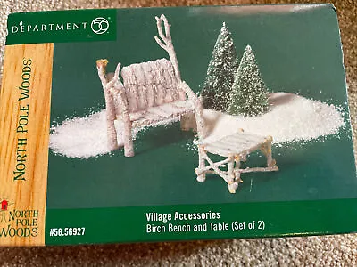 $14.99 • Buy Dept 56 North Pole Woods Birch Bench And Table Village Accessories 56927 